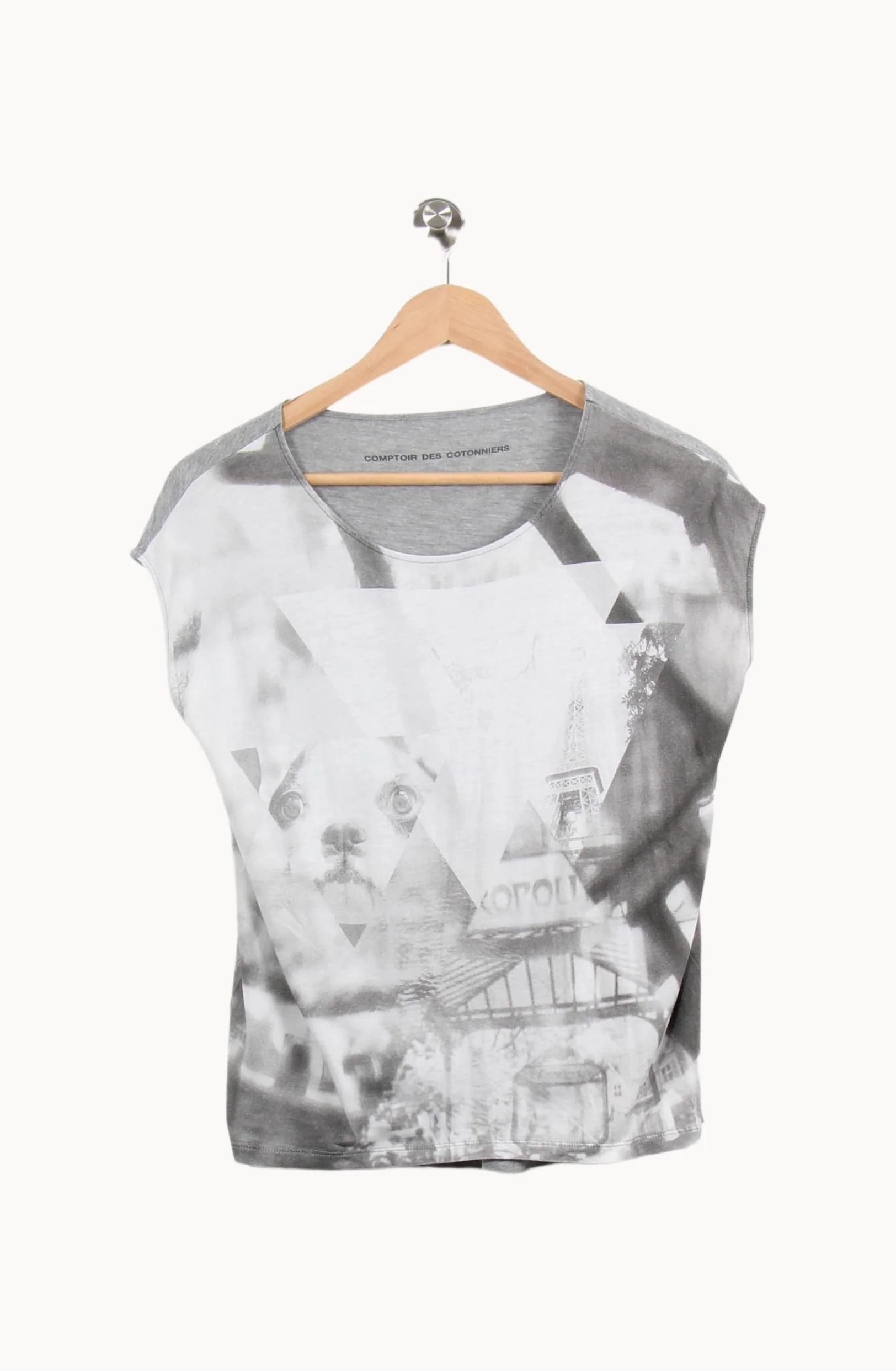 Tee-shirt Gris et Blanc - Taille S/36 - Image 2