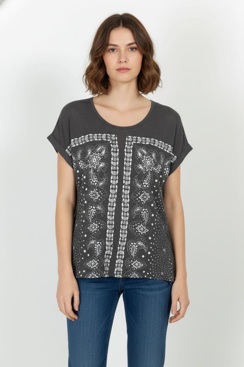 Tee-shirt Gris et Blanc - Taille S/36