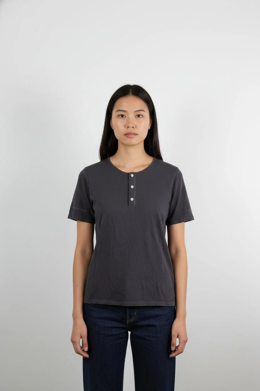 Tee-shirt Henley Bleu - Taille XS/34