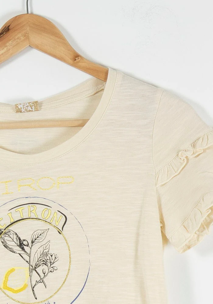 Tee-shirt Manches Courtes Beige - Taille S/36 - Image 3