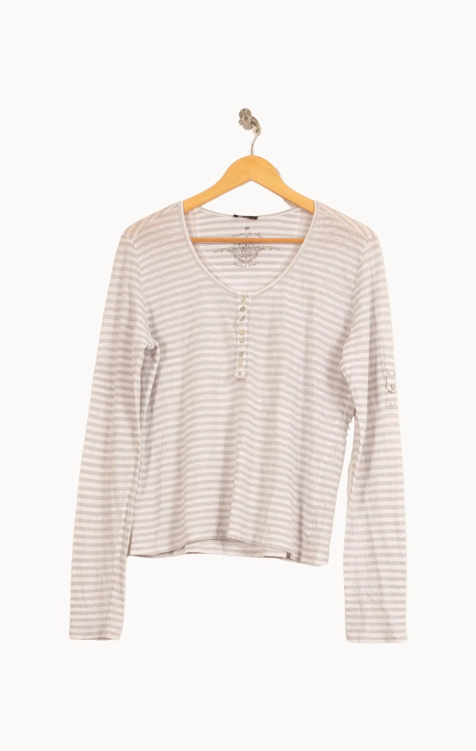 Tee-shirt Manches Longues Blanc et Gris - Taille L/40 - Image 2
