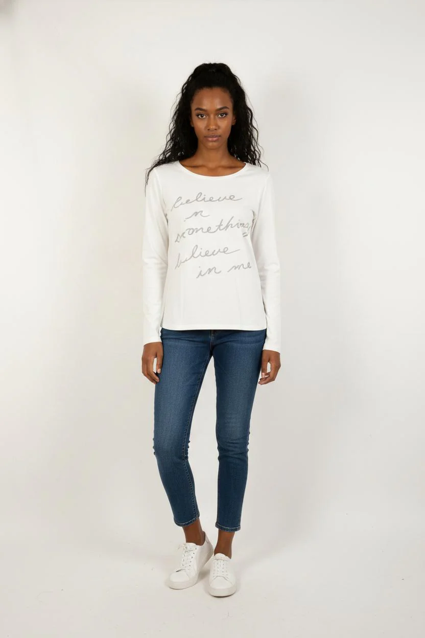 Tee-shirt Manches Longues Blanc - Taille L/40