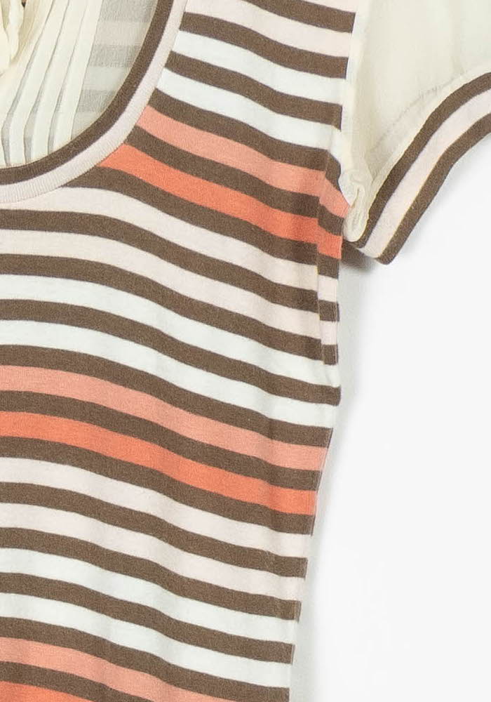 Tee-shirt Rayé Beige et Marron - Taille XL/42 - Image 3