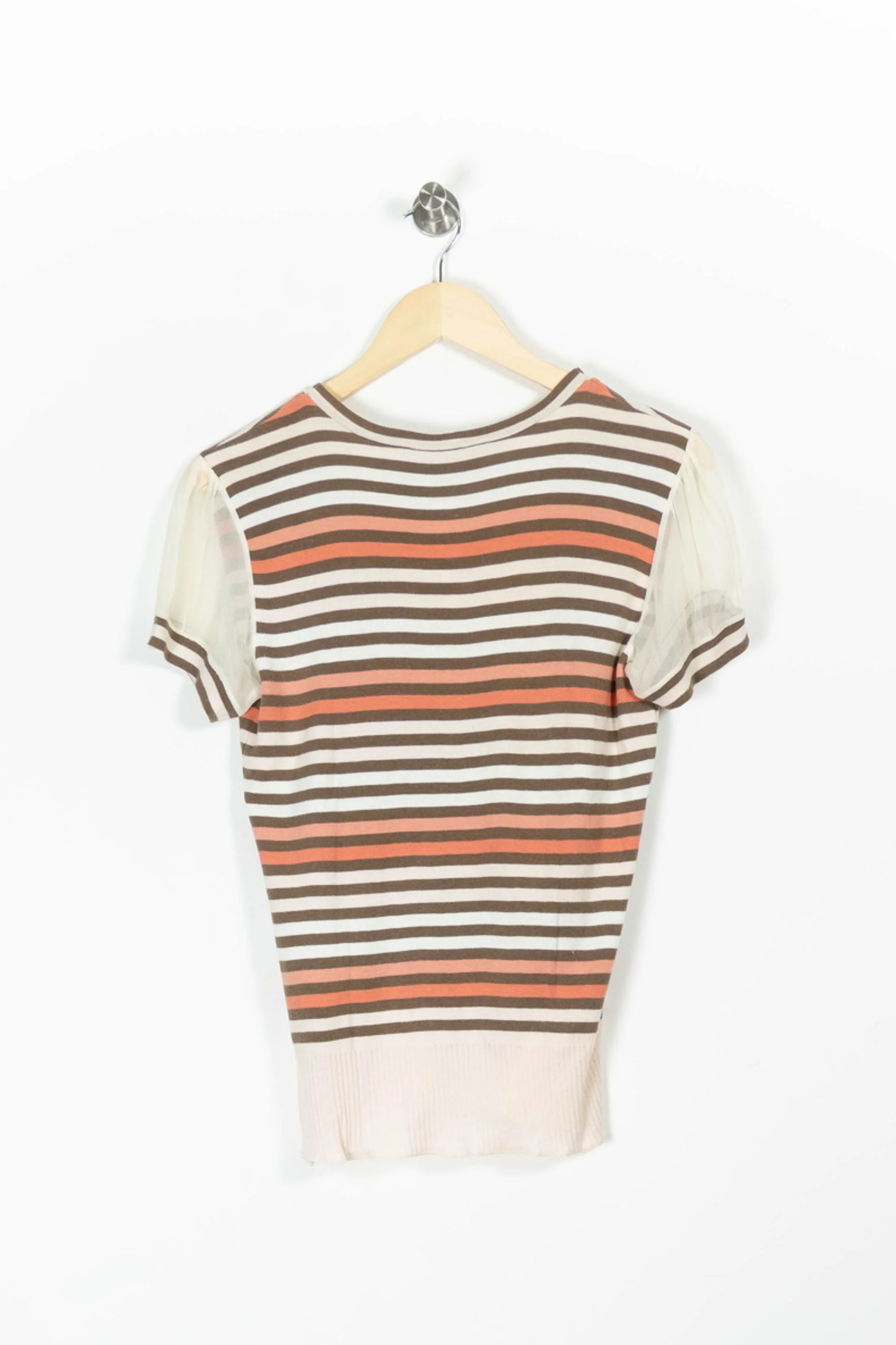 Tee-shirt Rayé Beige et Marron - Taille XL/42 - Image 4