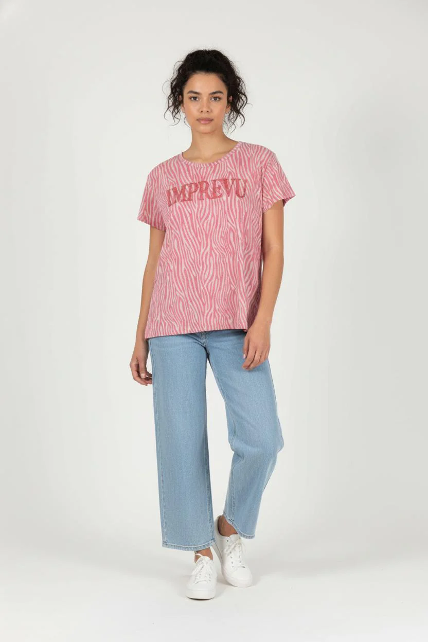Tee-shirt Rose et Blanc - Taille XL/42