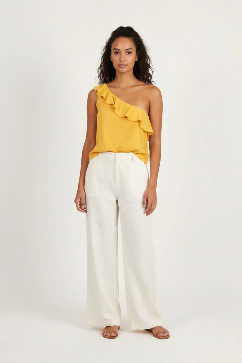 Top Asymétrique Jaune - Taille L/40
