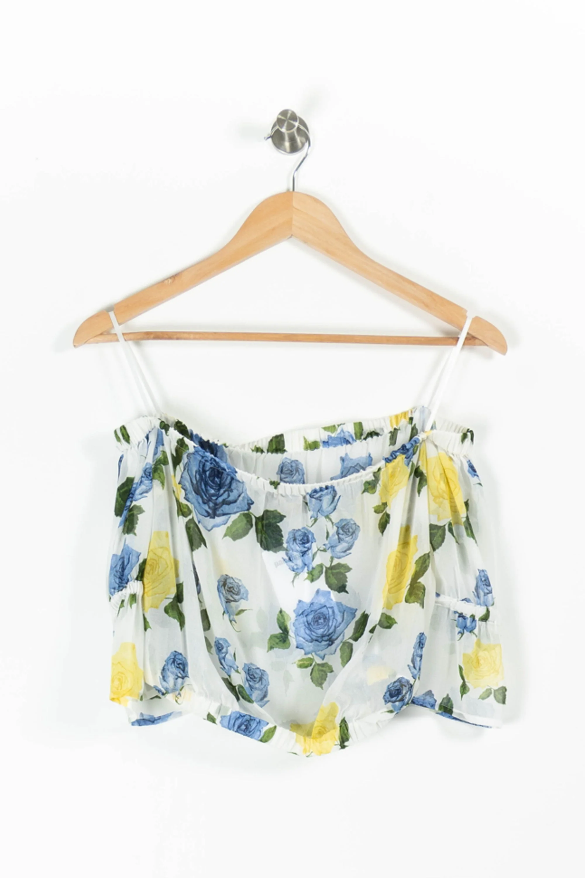 Top Blanc à Fleurs Bleues et Jaunes - Taille S/36 - Image 4