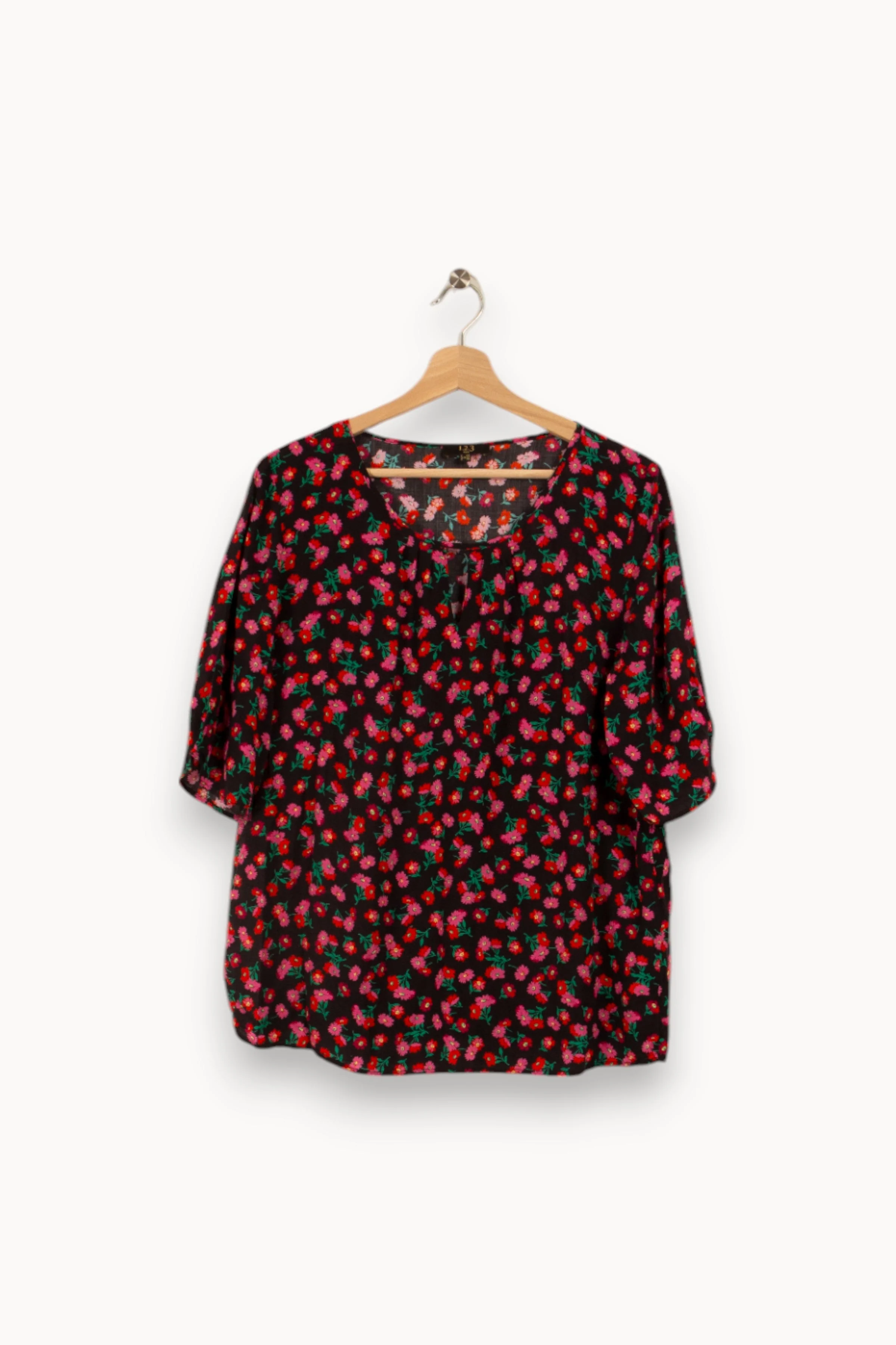Top noir à fleurs - Taille XXL/44 - Image 2
