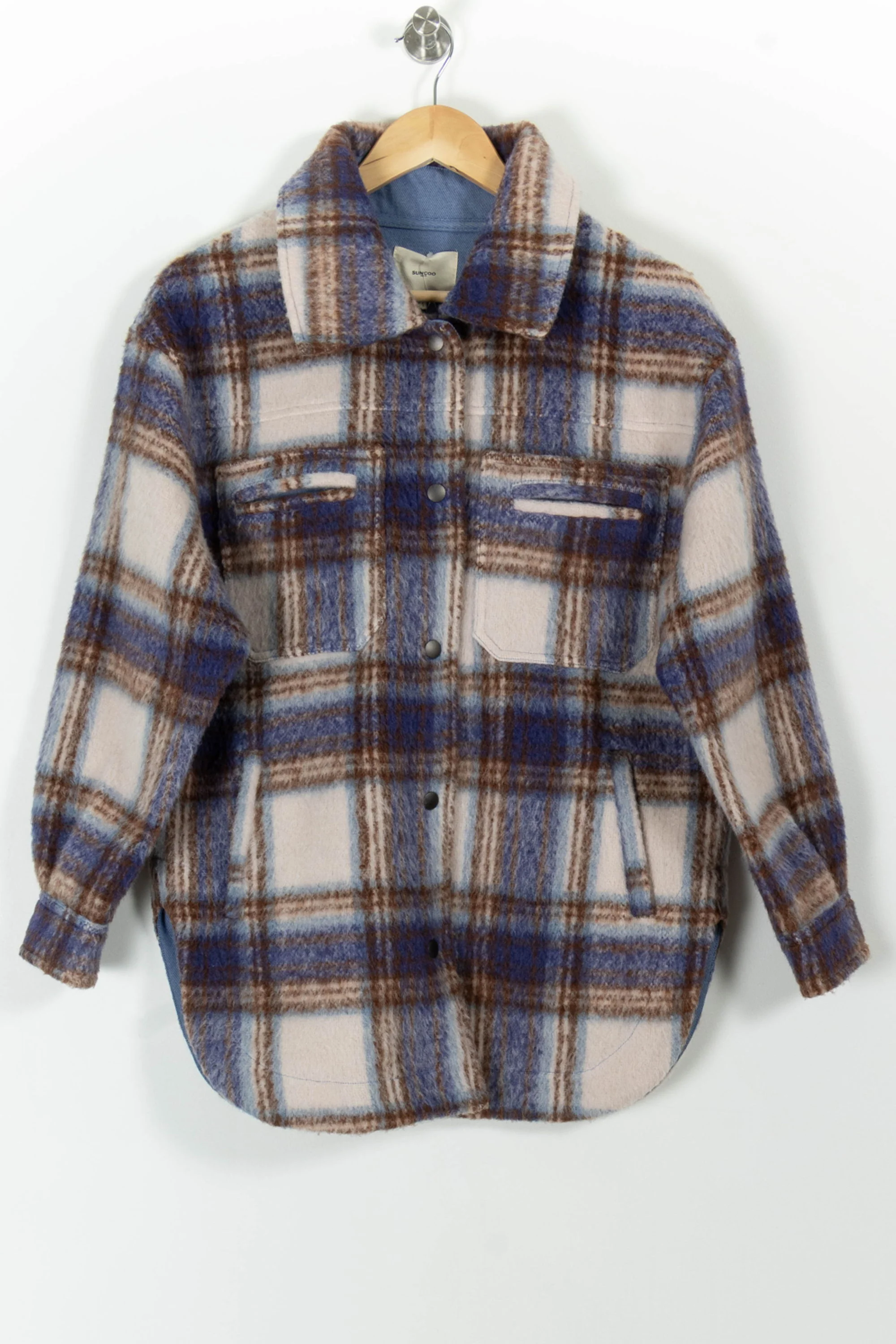 Veste À Carreaux Bleue et Marron - Taille S/36 - Image 2