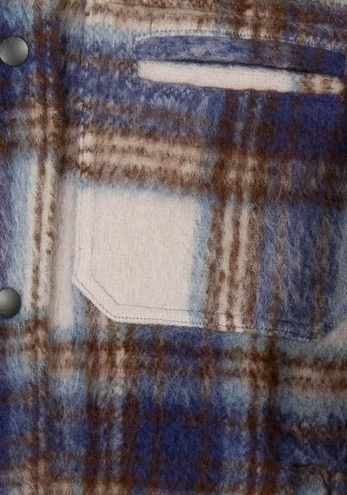 Veste À Carreaux Bleue et Marron - Taille S/36 - Image 3