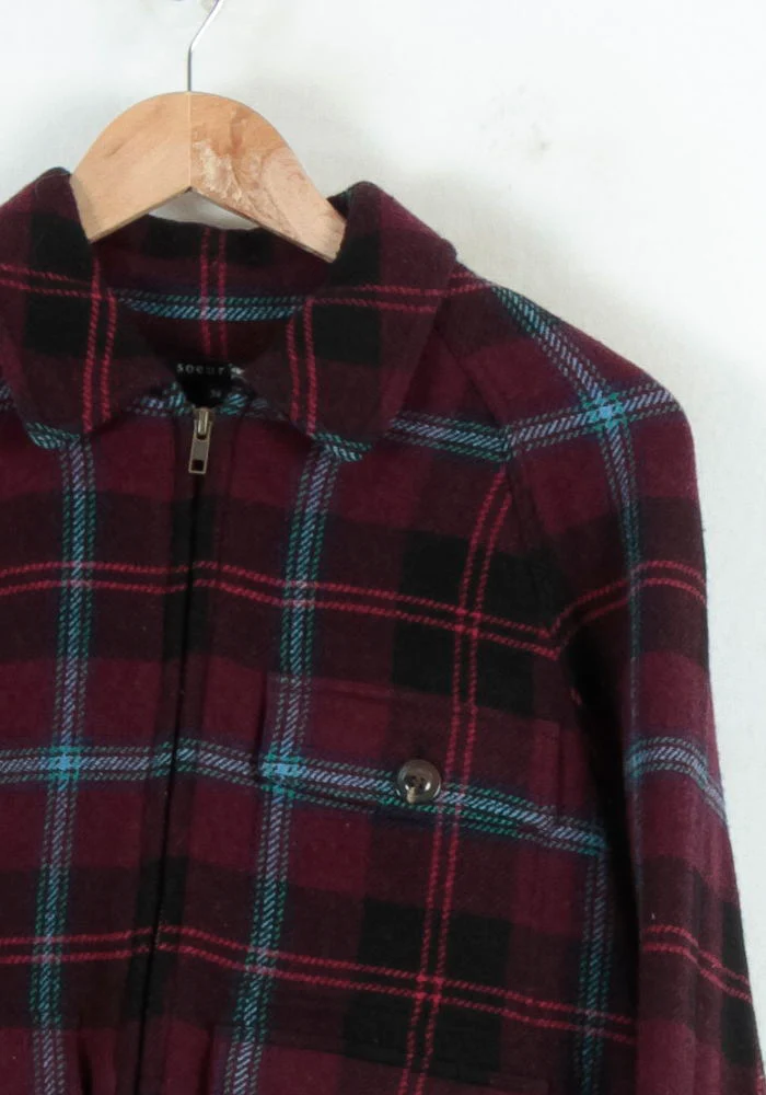 Veste à Carreaux Bordeaux et Noir - Taille XS/34 - Image 3