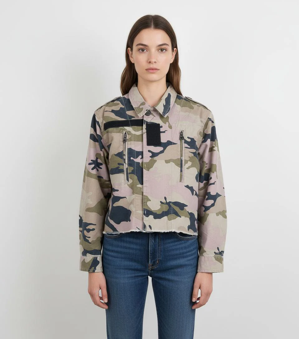 Veste Camouflage Vert et Beige - Taille XS/34
