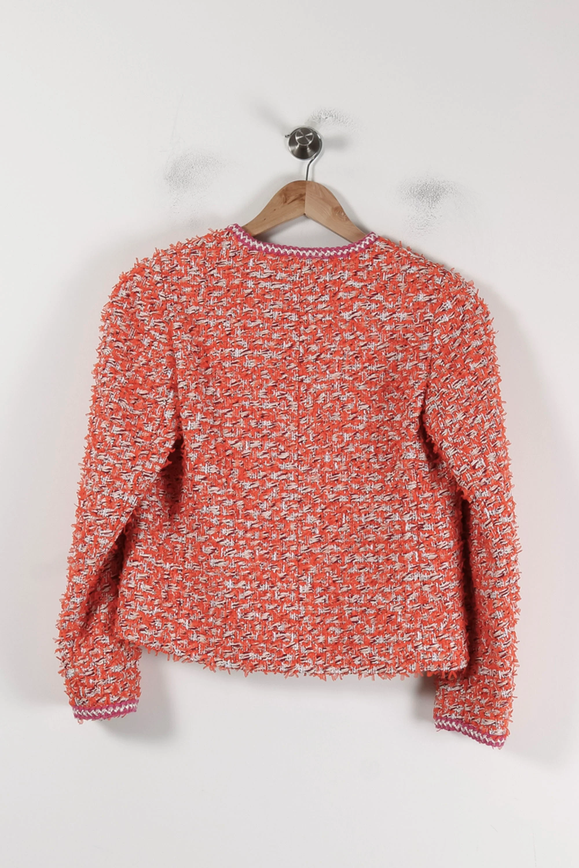 Veste Courte en Tweed Orange et Rose - Taille S/36 - Image 4
