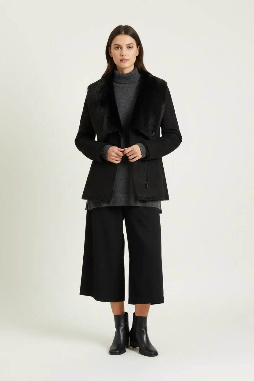 Veste En Daim Noire - Taille XS/34