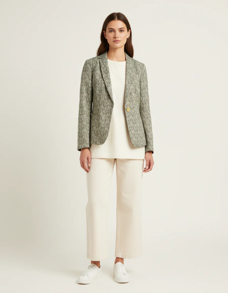 Veste de tailleur verte à motifs - Taille S/36